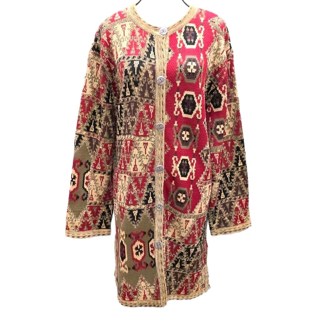 Vintage 1990s Chico's Design Duster Cardigan Sweater Large Southwestern Tapestry